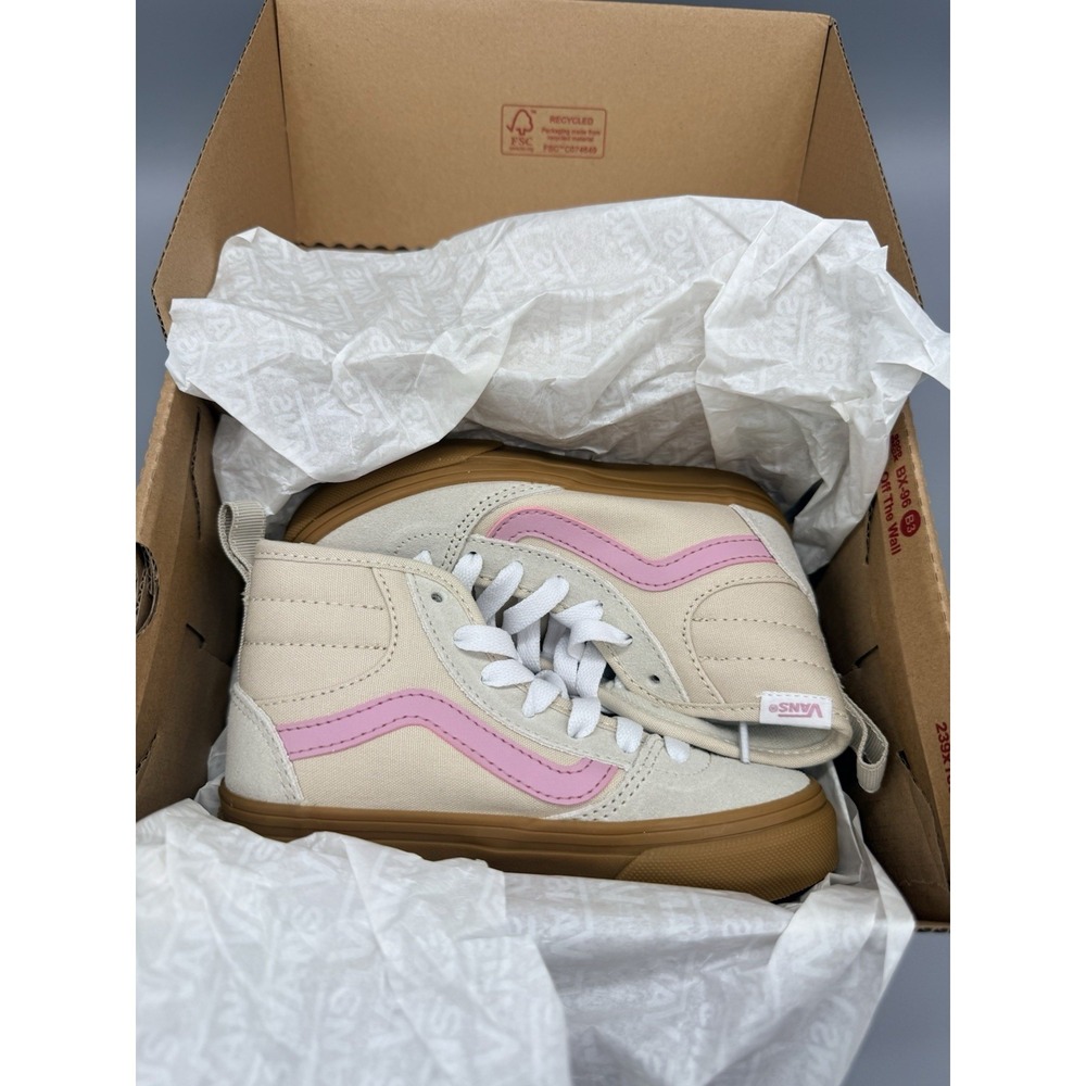 Vans Ashwood Hi Decon Suede/Canvas Oatmeal/Gum Youth 5 Skate School Sneakers - Picture 8 of 9